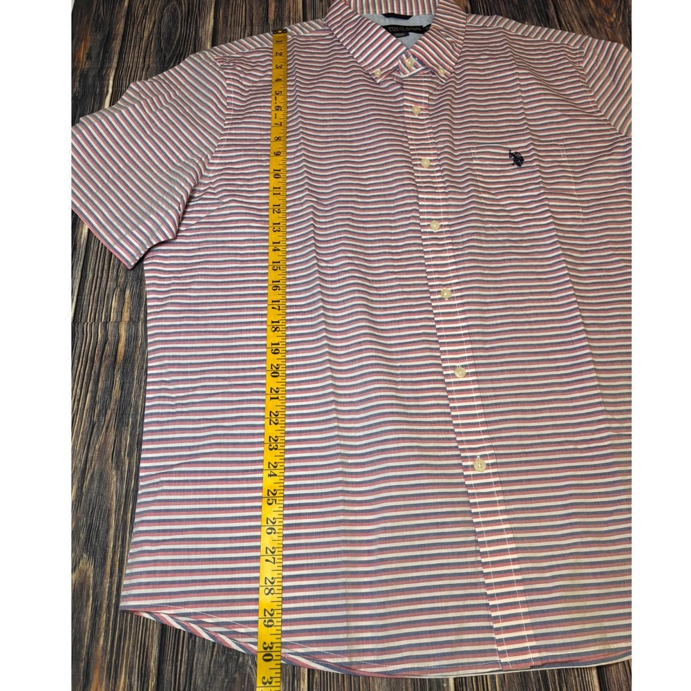 U.S. Polo Assn Shirt Mens 2XL Barberry Striped Short Sleeve Button Down NWT - Picture 3 of 14